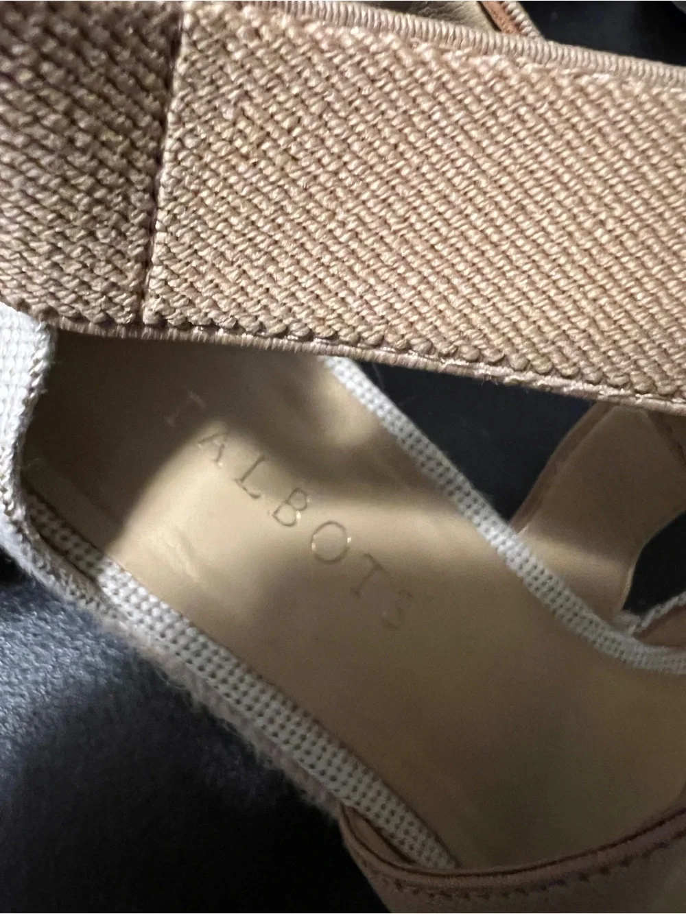 Talbots Cream Canvas Espadrille Wedge with Tan Straps